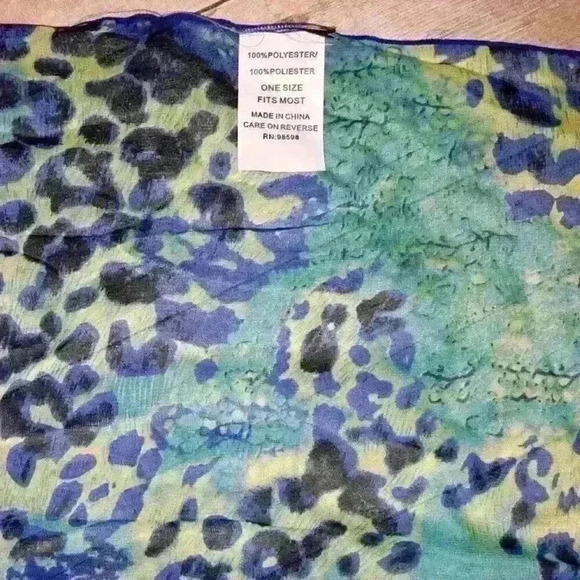 GREEN/BLUE COLORFUL Womans SHEER Scarf REVERSIBLE Hajib Shoulder Rectangle Wrap - Picture 8 of 8